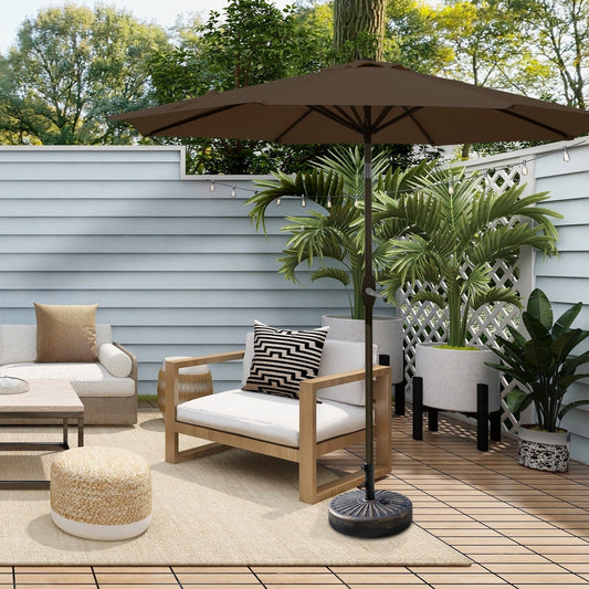 Lopes 9-foot Patio Umbrella with Bronze Finish Base Weight Stand Included