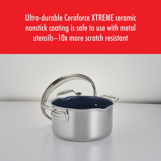 ZWILLING Clad CFX 6-qt Stainless Steel Ceramic Nonstick Dutch Oven